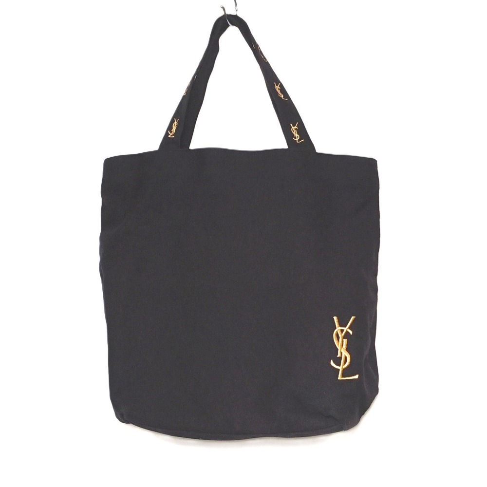 YSL Black Canvas Parfums Tote Bag 2 Handles, Large 10 x 13 x 4 Pink Lining